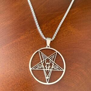 Silver Baphomet Pentagram Pendant Necklace